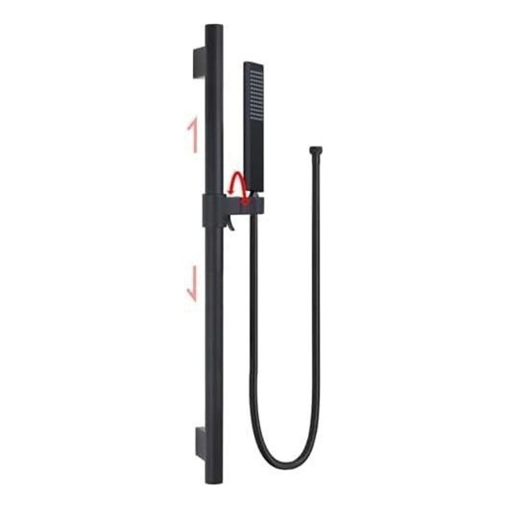 Matte Black Handheld Shower‎ Head Set with 24" Slide Bar and 59" Hose Kit